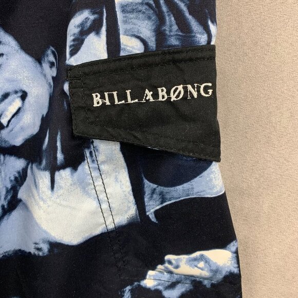 Billabong Bob Marley Mens Swim Trunks 32 Blue Boardshorts Surfing Rasta Reggae - Picture 8 of 8